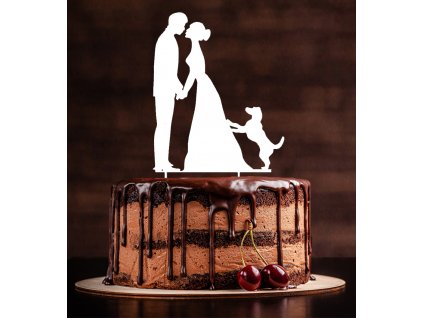 Zápich na dort novomanželé+pejsek