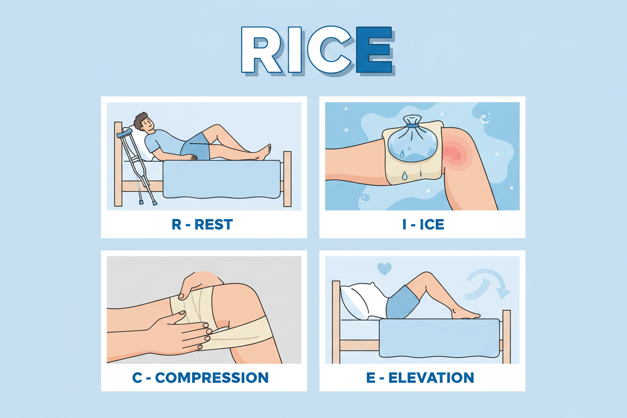 RICE protokol – odpočinok, ľad, kompresia, elevácia