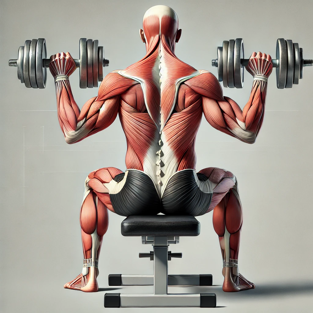 Cviky na ramená s činkami - tlaky v sede nad hlavu, správna technika