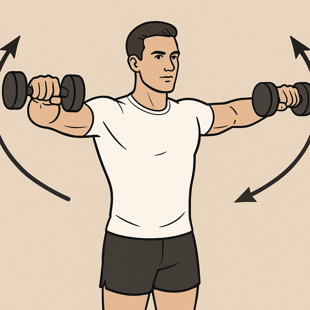 Cviky na ramená doma - bočné zdvihy s činkami pre stredný delta