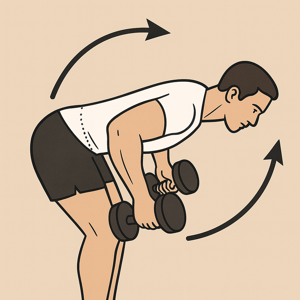 Cviky na zadné ramená - reverse flyes s činkami v predklone