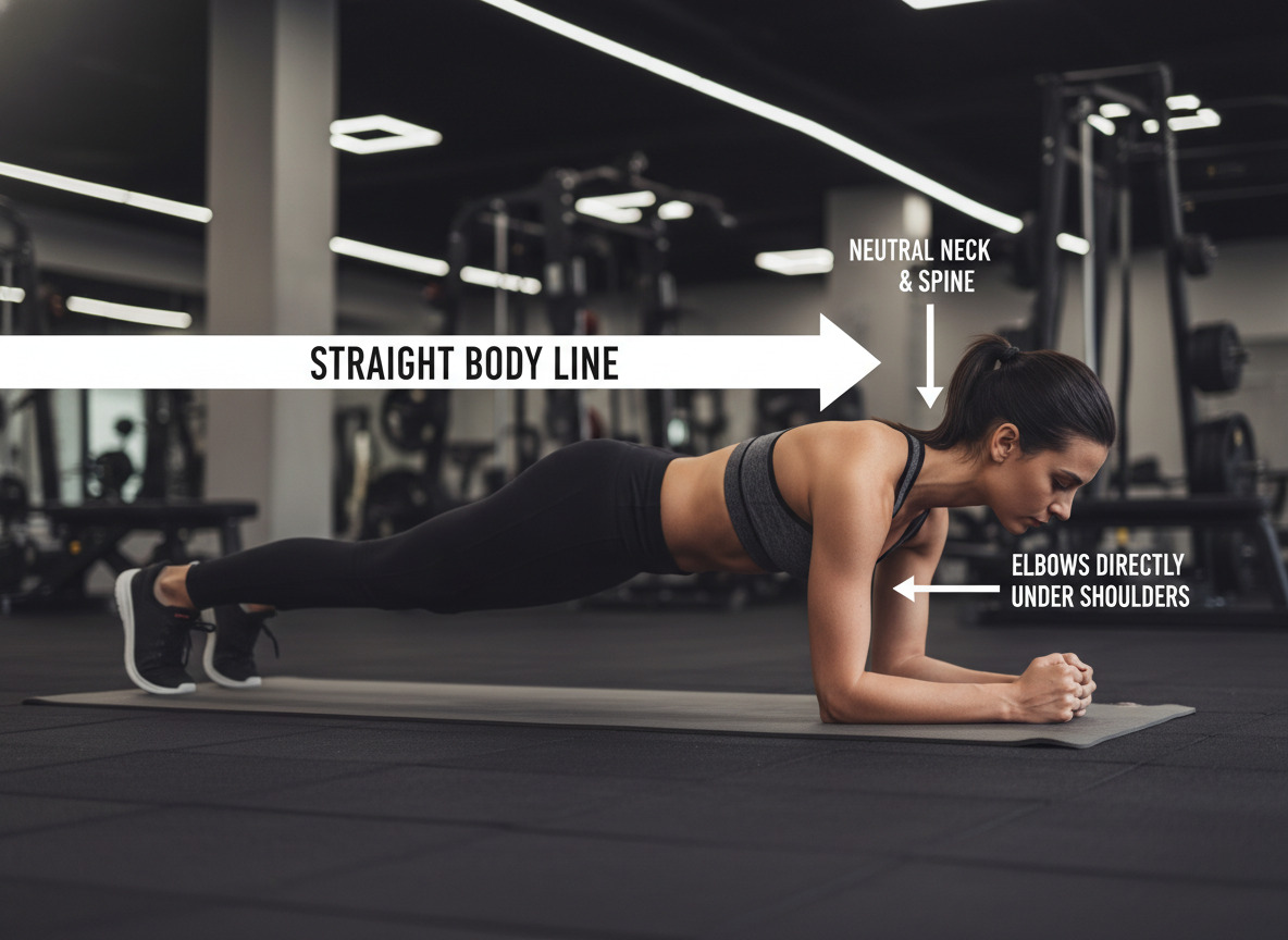 Infografika znázorňujúca správne držanie tela pri planku