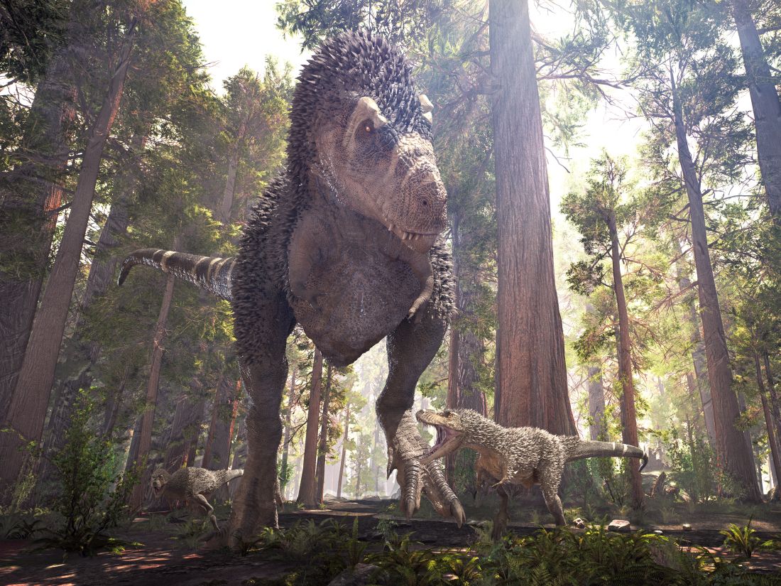 tyrannosaurus-s-mladetem-v-lese