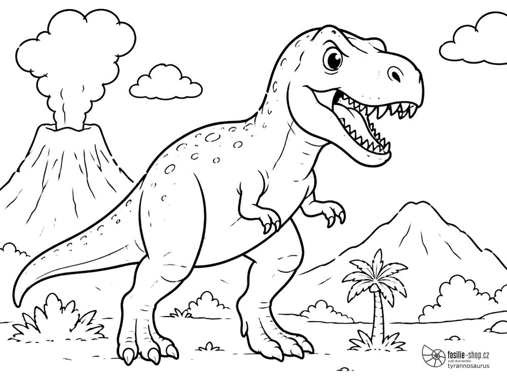 tyrannosaurus-rex-dinosaurus-omalovanka-tisk