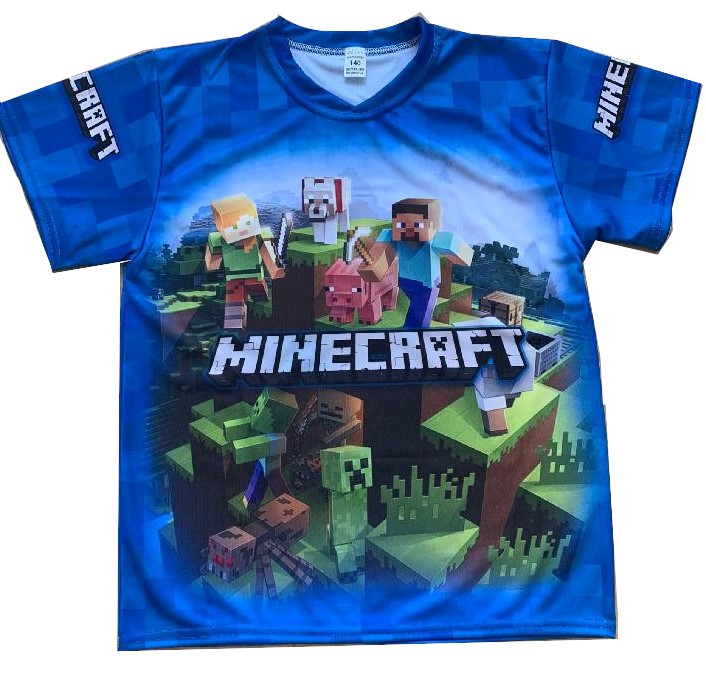 Dětské tričko Minecraft modré Velikost: 128 cm (4-6 let)