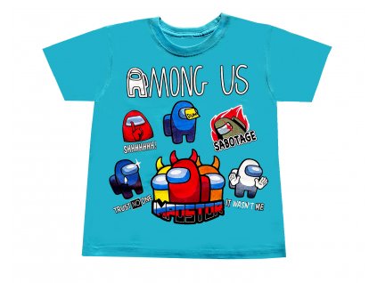 Tričko Among Us bavlna postavičky modré (Barva 12-14)