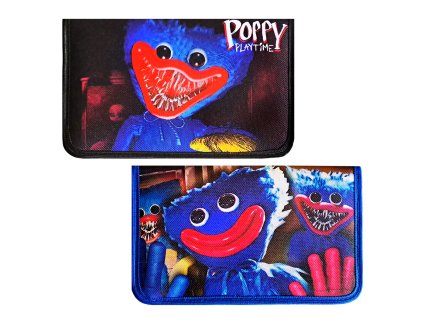Penál školní 1-patrový 2 chlopně POPPY modrý 3