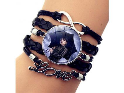 Wednesday Addams Leather Bracelet Fashion Braided Wristband The Addams Family Fine Jewelry Accessories Kids Birthday Gifts.jpg 640x640