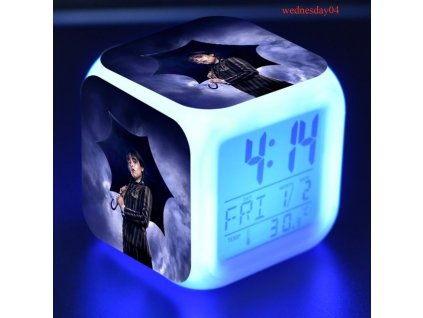 2023 Wednesday Addams Digital Clock Addams Print Desktop Luminous LED Flash Clock Night