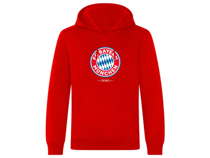 Mikina FC Bayern Mnichov, červená, kapuce, klokaní kapsa (Velikost XXL)