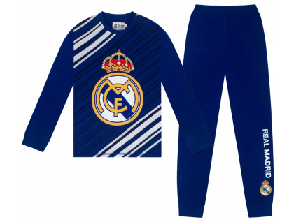Dětské pyžamo Real Madrid, modré, dlouhý rukáv a kalhoty (Velikost 13-14 r)