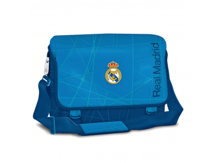 Modrá taška Real Madrid FC přes rameno, 34x25x11cm, polstrovaná