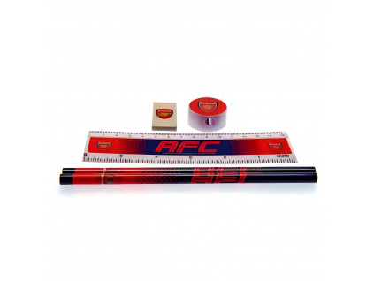 Školní Sada Arsenal FC, Pravítko 15cm, Guma, Ořezávátko, 2x Tužka