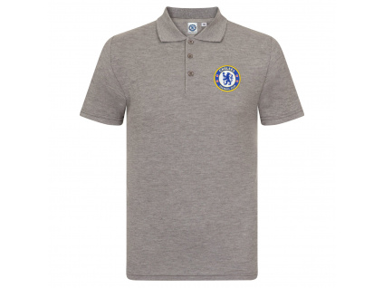 Polo Tričko Chelsea FC, vyšitý znak, poly-bavlna, šedá