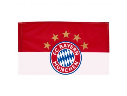 Vlajka FC Bayern, Znak klubu a 5 hvězd, Červeno-bílá, 150x100 cm