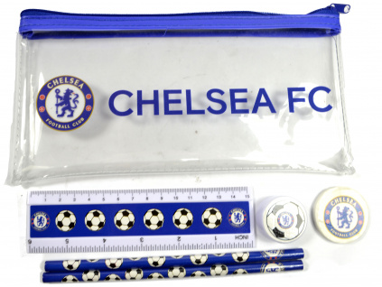 Školní sada Chelsea FC, pravítko, guma, ořezávátko, tužky.