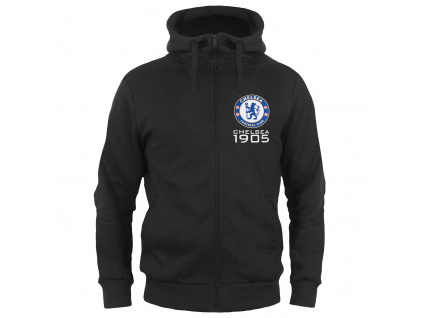 Mikina Chelsea FC, černá, kapuce, zip