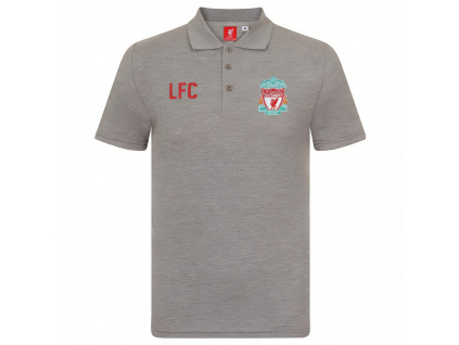 Polo Tričko Liverpool FC, vyšitý znak, šedé