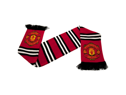 Šála Manchester United FC, červená s bílo-černými pruhy