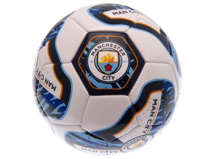 Fotbalový Míč Manchester City FC, Bílá a Modrá, 26 panelů, Vel. 5