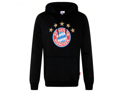 Mikina FC Bayern Mnichov, černá, kapuce, 100% bavlna