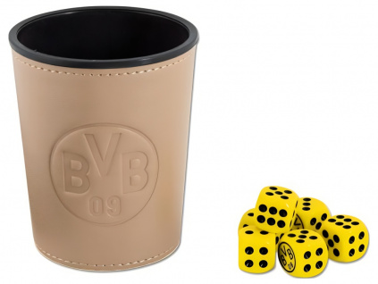 Hrací kostky Borussia Dortmund s kelímkem