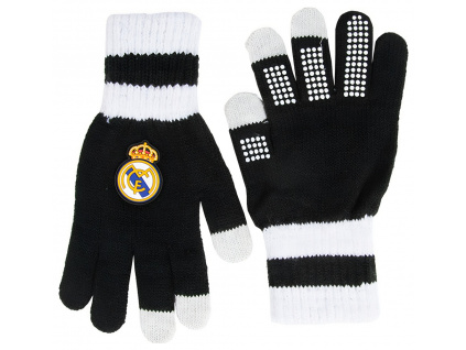 Rukavice Real Madrid FC, černo-bílé, protiskluzové, L/XL