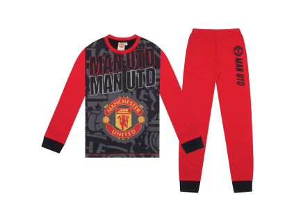 Dětské pyžamo Manchester United FC, červeno-černé, bavlna