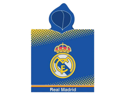 Pončo Real Madrid FC s kapucí, modro-zlaté, 55x110 cm