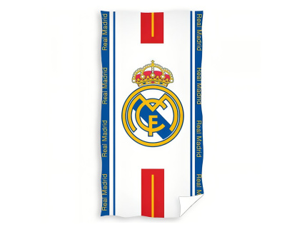 Osuška Real Madrid FC, bílá s pruhy, bavlna, 70x140 cm