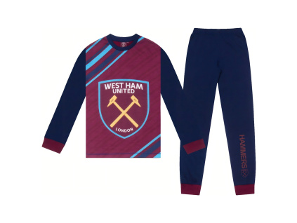 Dětské pyžamo West Ham United FC, vínovo-modré, bavlna