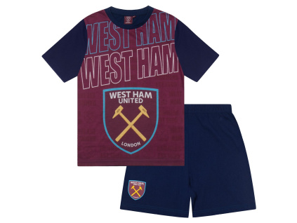 Dětské pyžamo West Ham United FC, vínovo-modré, bavlna