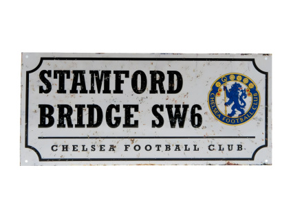 Plechová cedule Chelsea FC, Stamford Bridge, retro, 40x18 cm