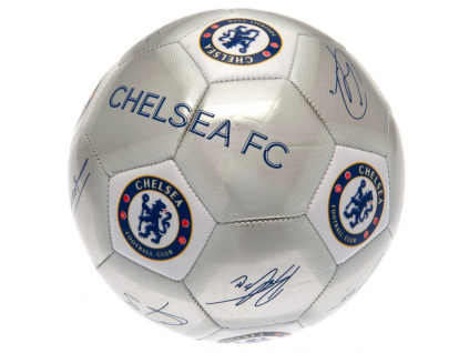 Fotbalový míč Chelsea FC, stříbrný, podpisy hráčů, vel. 5