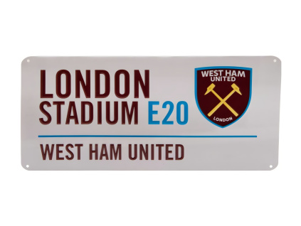 Plechová cedule West Ham United FC, bílá, 40x18 cm