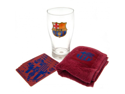 Barový set FC Barcelona (sklenice, utěrka, podtácky)