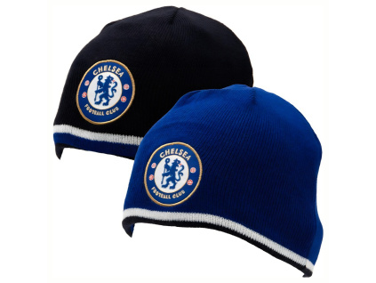 Zimní čepice Chelsea FC, modrá a černá, oboustranná