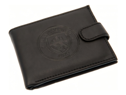 Kožená peněženka Manchester City FC, černá, ochrana RFID, 11x9 cm