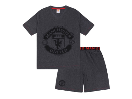 Pánské pyžamo Manchester United FC, šedé, krátký rukáv