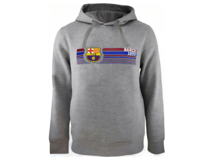 Mikina FC Barcelona, šedá, kapuce