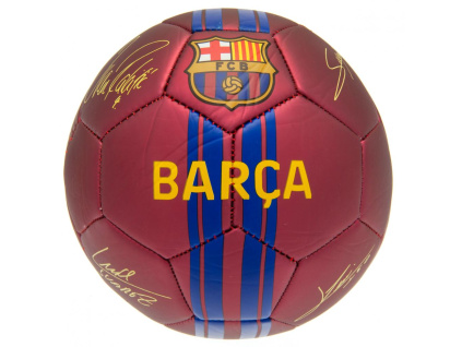Fotbalový míč FC Barcelona, vínový, podpisy, vel. 5