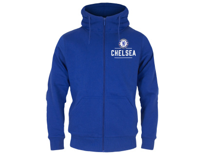 Mikina Chelsea FC, světle modrá, kapuce, zip