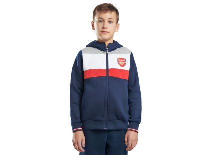 Dětská mikina Arsenal, tmavě modrá, červený pruh, zip, kapuce (Velikost 13-14 r)