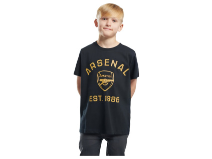 Dětské tričko Arsenal FC, černé, zlatý motiv, bavlna (Velikost 13-14 r)