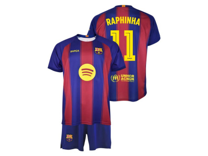 Dětský dres FC Barcelona 25/26 Raphinha, replika, dres+šortky (Velikost 13-14 r)