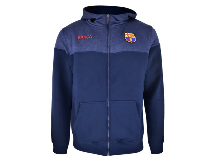 Dětská mikina FC Barcelona, tmavě modrá, zip, kapuce (Velikost 13-14 r)