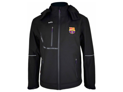 Dětská softshellová bunda FC Barcelona, černá, zip, kapuce (Velikost 13-14 r)