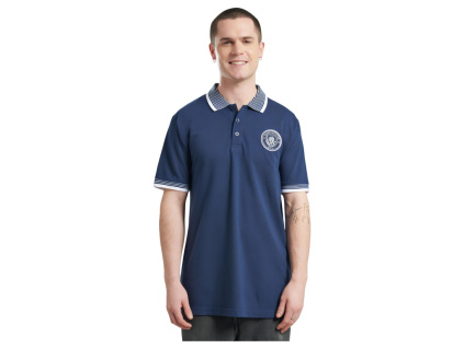 Polo tričko Manchester City, tmavě modré, bílý lem a límeček (Velikost XXL)