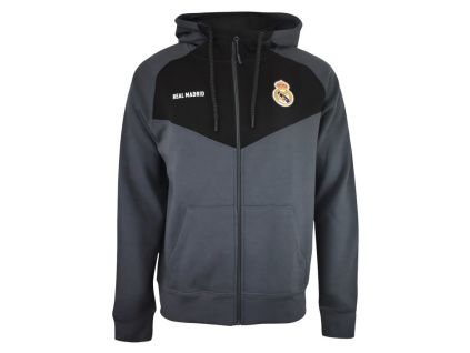 Dětská mikina Real Madrid, tmavě šedá/černá, zip, kapuce (Velikost 13-14 r)