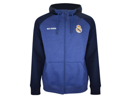 Dětská mikina Real Madrid, modrá, zip, kapuce, kapsy (Velikost 13-14 r)